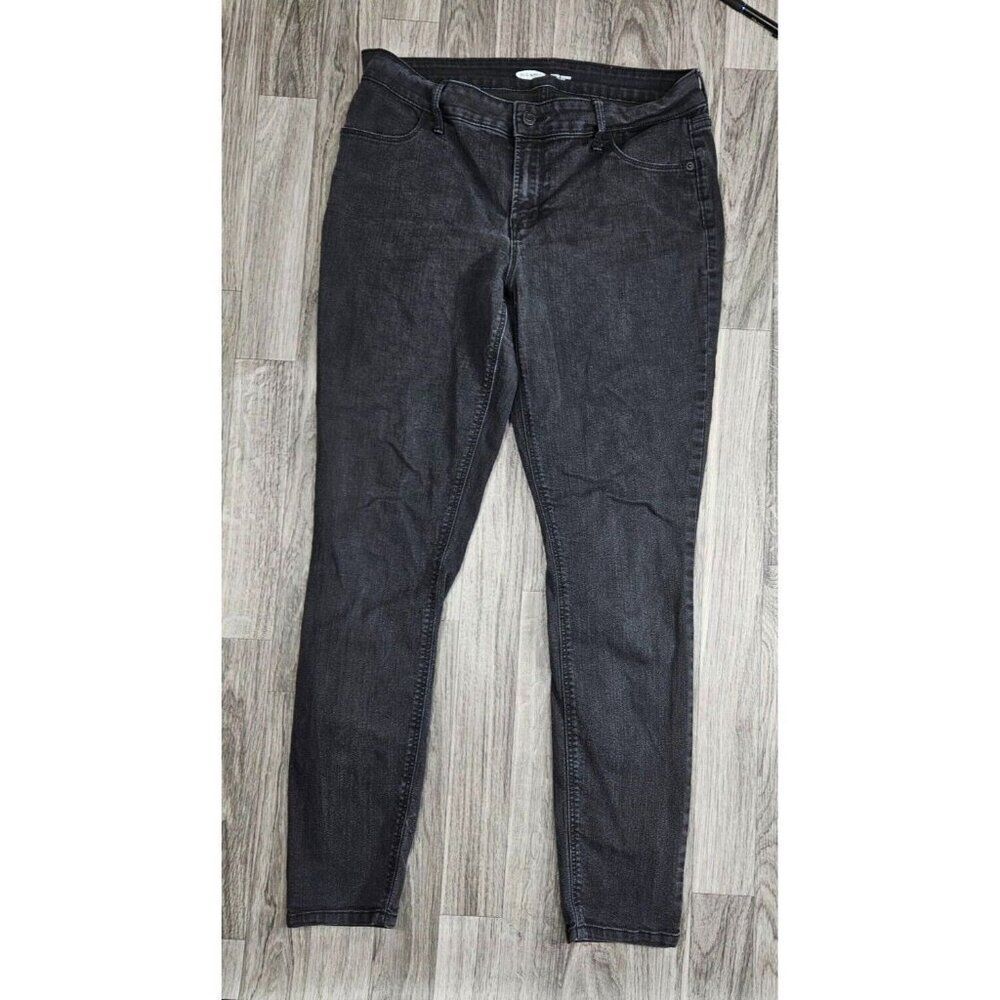 (3/$35) Old Navy‎ Womens Size 10 Pockets Super Skinny Black Grey Denim Jeans